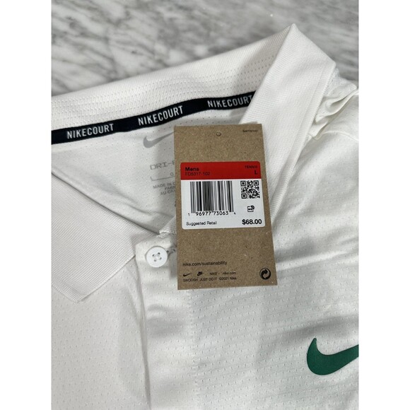 Nike Court Polo Tennis Shirt Top White Green Logo FD5317-102 Men's Large NEW - Picture 12 of 12
